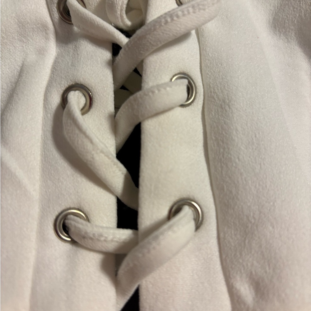 White Lace-Up Halter Bodysuit - Picture 15 of 15